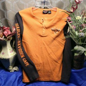 Harley-Davidson Women's Orange Las Vegas T-Shirt Top Size X-Large riding gear